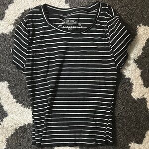 Black and White Striped Women's Top
